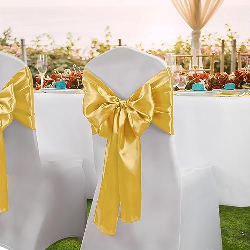 Luxury Gold Satin Table Runners - 6 Pack, 12 x 108 Inch