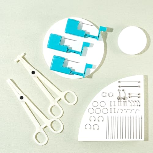 58pcs Body Piercing Kit - 14G 16G 20G Professional Piercing Tool Set