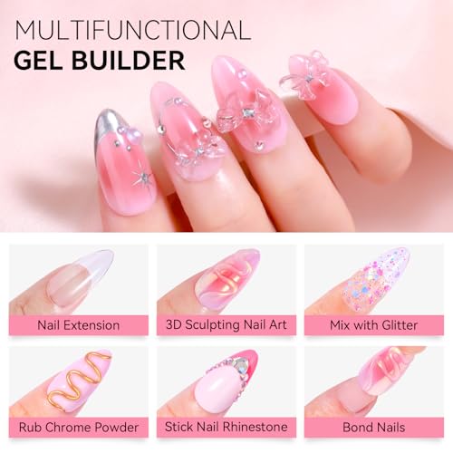 Makartt 4-in-1 3D Gel Nail Art Kit - Clear & White Sculpting Builder Gel