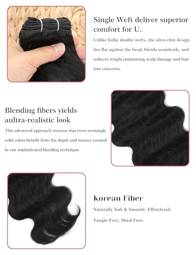 26 Inch Off Black Body Wave Hair Extensions - 150g Sew In Weft
