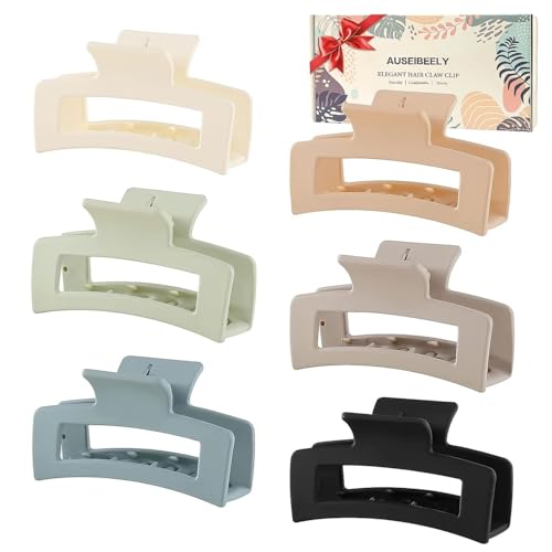 Auseibeely 6 Pack Square Claw Clips - Non-Slip Hair Accessories