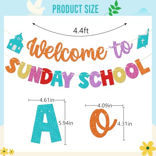 Welcome to Sunday School Banner - Colorful Classroom Decor