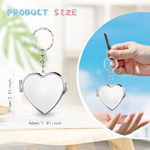 Heart Compact Mirror - 10 Pcs Portable Metal Folding Mirrors with Key Ring
