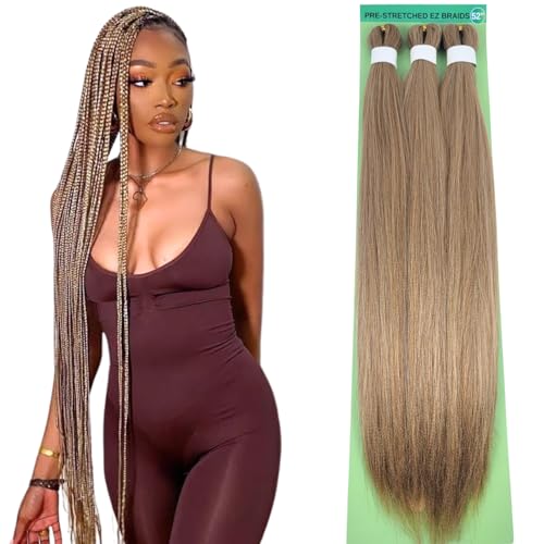 Ash Brown Blonde Braiding Hair 26 Inch Pre-Stretched for Box Braids