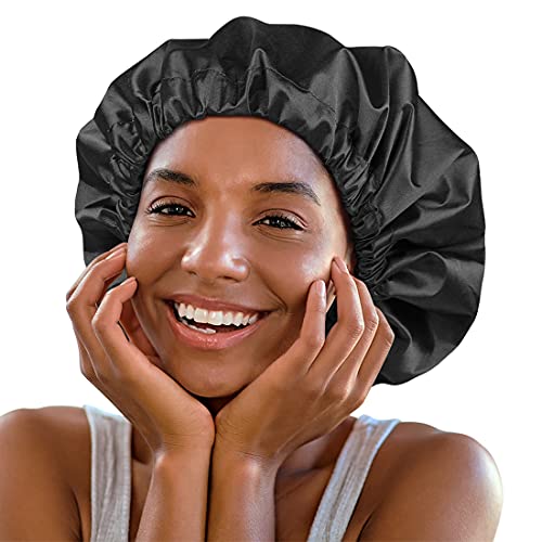 Heerf Jumbo Waterproof Shower Cap for Long Hair, Braids, and Locs