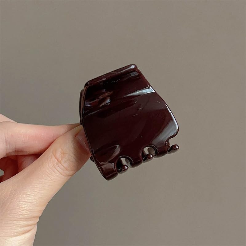 Square Hair Claw Clips - 3 Pcs Medium Matte Hair Clips | Strong Hold Non-Slip Acrylic in Amber & Coffee