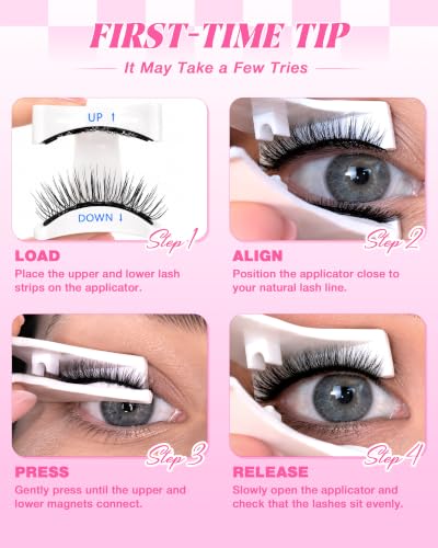 EMEDA Magnetic Eyelashes with Applicator — Reusable, No Glue