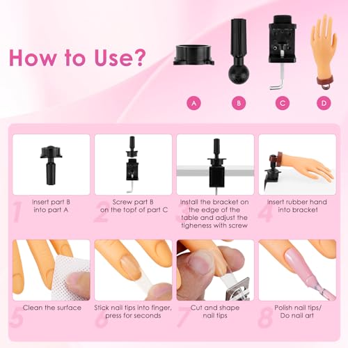 Yokilly Nude Bendable Practice Hand for Acrylic Nails