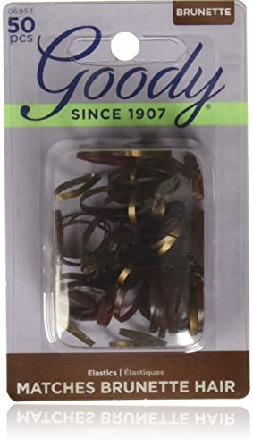 Goody Ouchless Latex Hair Elastics for All Hair Types, Brunette, 50 Count