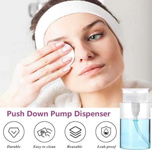 Push Down Pump Dispenser 100ml - 2-Pack Clear Bottles for Nail Polish & Makeup Remover