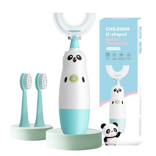 Meqtpomy Kids U-Shaped Electric Toothbrush, Panda Sonic Toothbrush for Ages 8-13