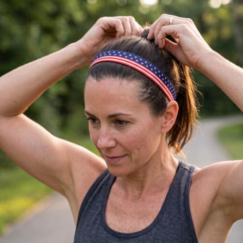 USA Flag Non-Slip Running Headband - Fully Adjustable Juliband