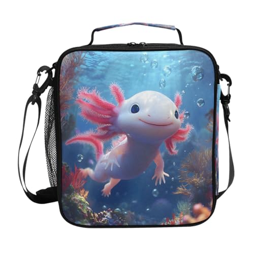Axolotl Insulated Lunch Box for Kids - Large Capacity Cooler Tote