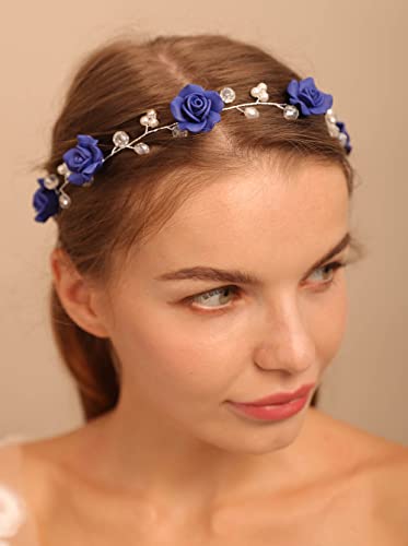 Blue Crystal Bridal Hair Vine - Wedding Hair Accessories for Brides