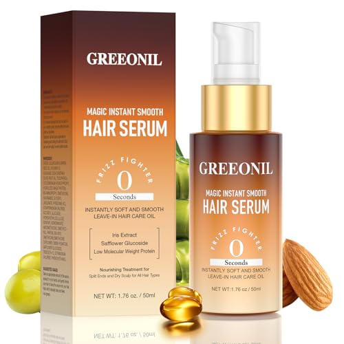GREEONIL Hair Serum for Frizz 1.76oz/50ml with Marula Oil & Squalane – All Hair Types