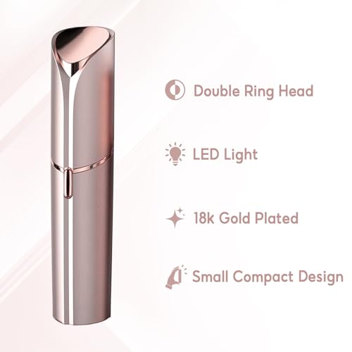 innobeaut Facial Hair Removal for Women, Electric Painless Facial Hair Remover for Face, Lip, Chin with USB Rechargeable and 2 Replacement Heads,Rose Gold