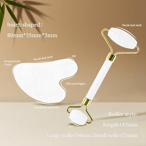 Natural Jade Roller and Gua Sha Facial Massage Tool Set