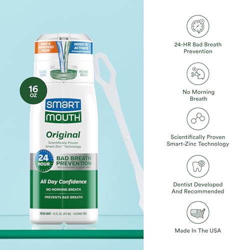 SmartMouth Original Zinc Activated Mouthwash & Tongue Cleaner - Fresh Mint, 16 fl oz