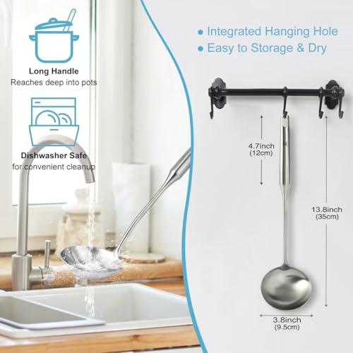 Durable Stainless Steel Soup Ladle - 13.8" Cooking Utensil