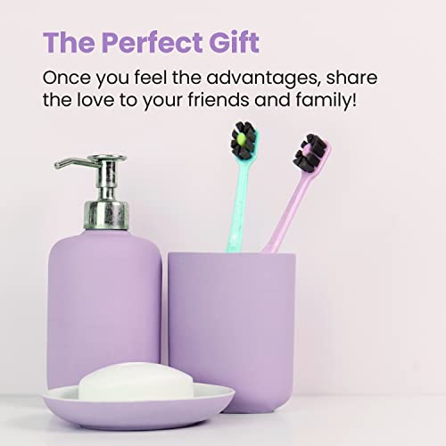 Lindo EcoCare Charcoal Toothbrush Set - 4 Pack with 12000 Ultra Fine Bristles