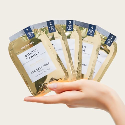 VOESH Pedi in a Box Glimmer 2 Pack Golden Sparkly Spa Pedicure Kit for DIY Foot Care