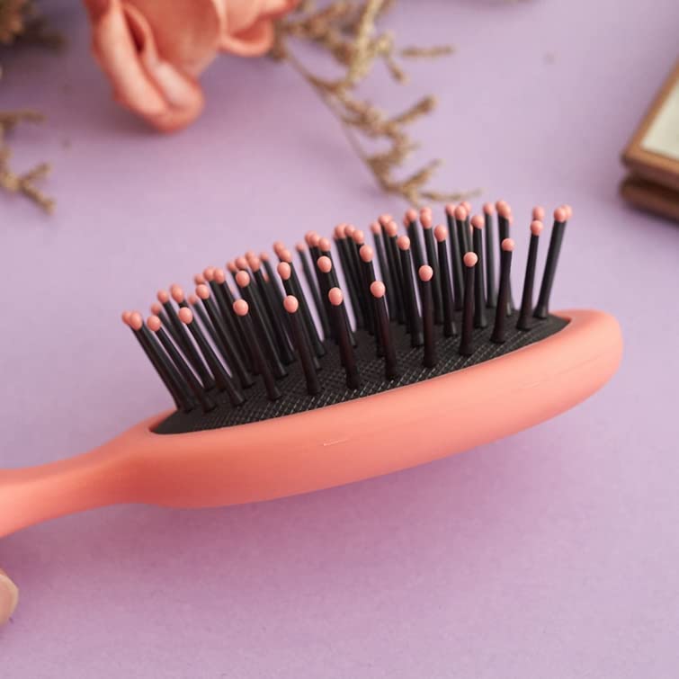 BeaverStrong Mini Hair Brush - Pocket-Size Detangler for Kids & Adults (Warm Pink)