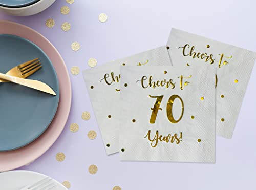 Cheers to 70 Years Cocktail Napkins - 50-Pack 3-Ply Party Supplies