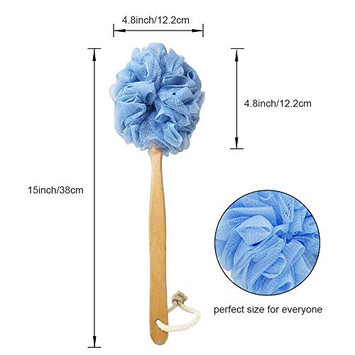 RASDDER Back Scrubber with Loofah Sponge - Long Handle Bath Brush