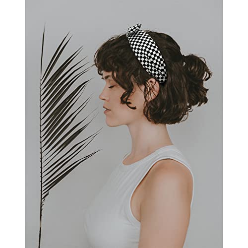 Buffalo Plaid Bunny Ears Headbands - 6 Pack Knotted Hair Accessories