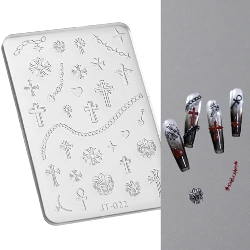LQMBABY Cross Nail Art Silicone Mold for 3D Embossed Nail Decorations