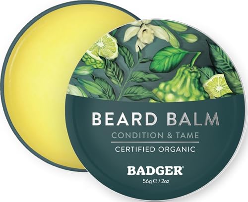 Badger Organic Beard Balm - Leave-In Conditioner & Styling Treatment (2 oz)