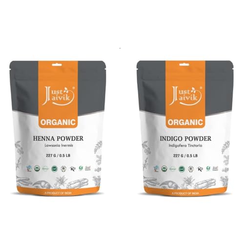Organic Henna and Indigo Powder by Just Jaivik - 227g