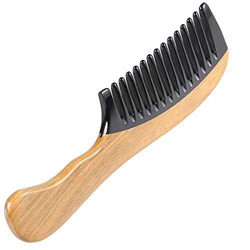 Onedor Green Sandalwood Buffalo Horn Wide Tooth Hair Comb - Pack of 1