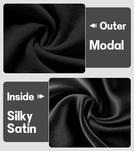 SECZIPE Medium-Large Black Satin Sleep Bonnet 2pcs for Curly & Natural Hair