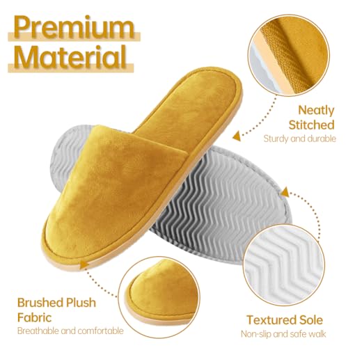 Large Yellow Disposable Spa Slippers for Premium Guests - 2-6 Pairs