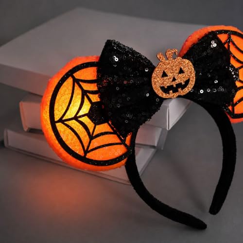 LED Light Up Mouse Ear Headband with Sequin Bow for Halloween