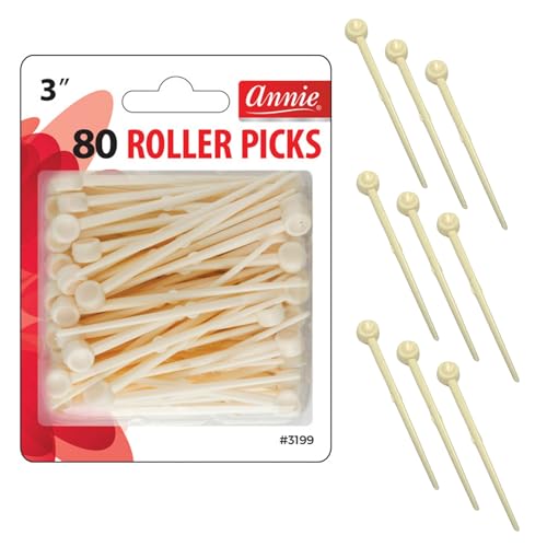 Annie 3 Inch Plastic Roller Picks - 80 Count for Hair Styling
