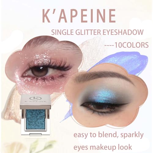K'APEINE Deep Green Glitter Eyeshadow - Long-Lasting Waterproof Shimmer Palette 09#