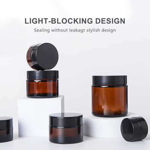 TUPWEL 6 Pack Amber Glass Cosmetic Jars 5ml Small Lotion & Balm Containers