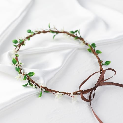 Handmade White Flower Crown Headband for Bridal Wedding & Photography