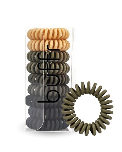 BUFFR Matte Spiral Hair Ties – 9-Pack No-Slip, Crease-Free Coil Ties