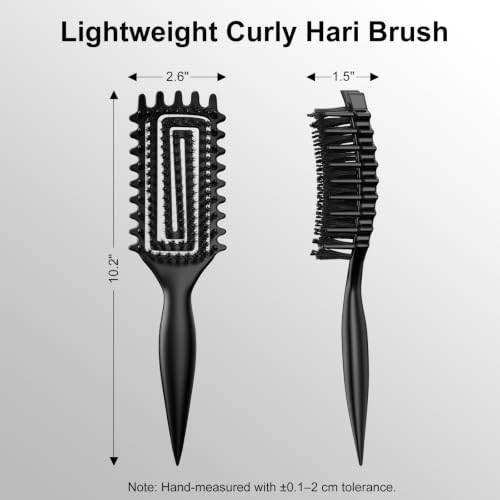 Matte Black Curl Defining Brush for Wet & Dry Hair - Detangling & Shaping Curls