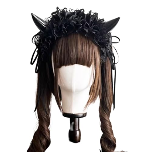 Gothic Lolita Lace Devil Horns Headband - Halloween Hair Accessories