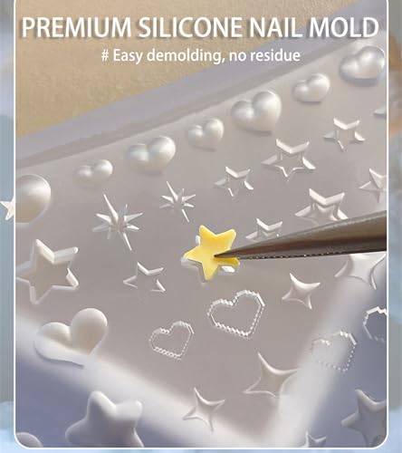 3D Silicone Nail Art Molds Set - Star, Heart & Hexagram Designs