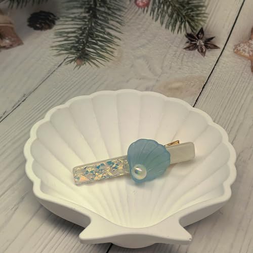 Blue Starfish Seashell Hair Clips - Beach Ocean Accessories, 6 Pack