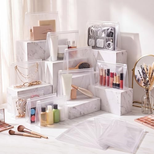 Xuniea 25 Pcs Mini Clear Zipper Makeup Bags - 7.8 x 5.9 in