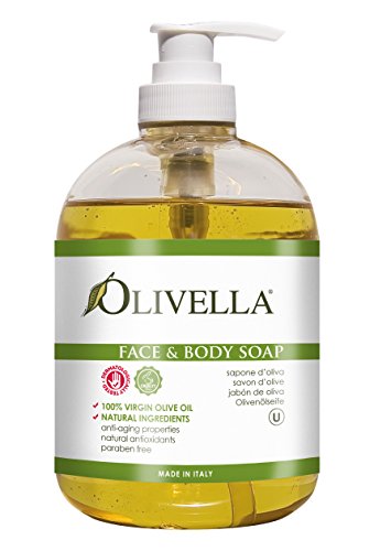 Olivella Natural Virgin Olive Oil Face and Body Liquid Soap, 16.9 Fl. Oz.