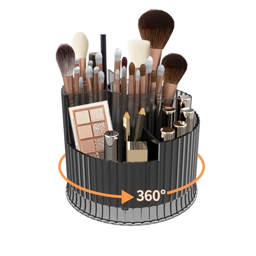 KDYNIX Extra Small 360° Rotating Makeup Brush & Cosmetic Organizer - Grey