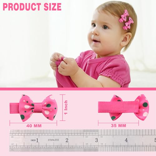 60 Pcs Mini Baby Girl Hair Bows Clips - Soft Ribbon for Infants