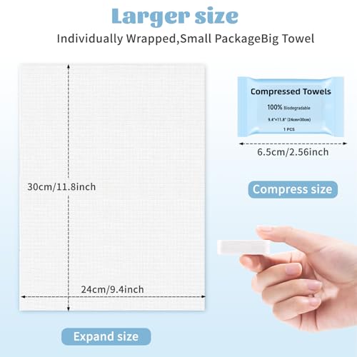 Large Compressed Towels - 30 PCS Soft Travel Washcloths
